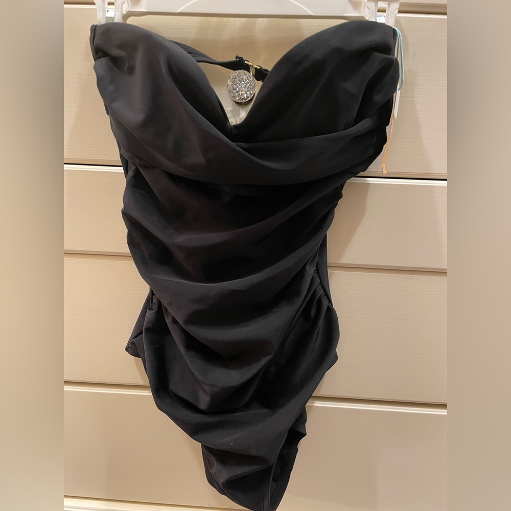 Black one piece bathing suit never worn nwt
